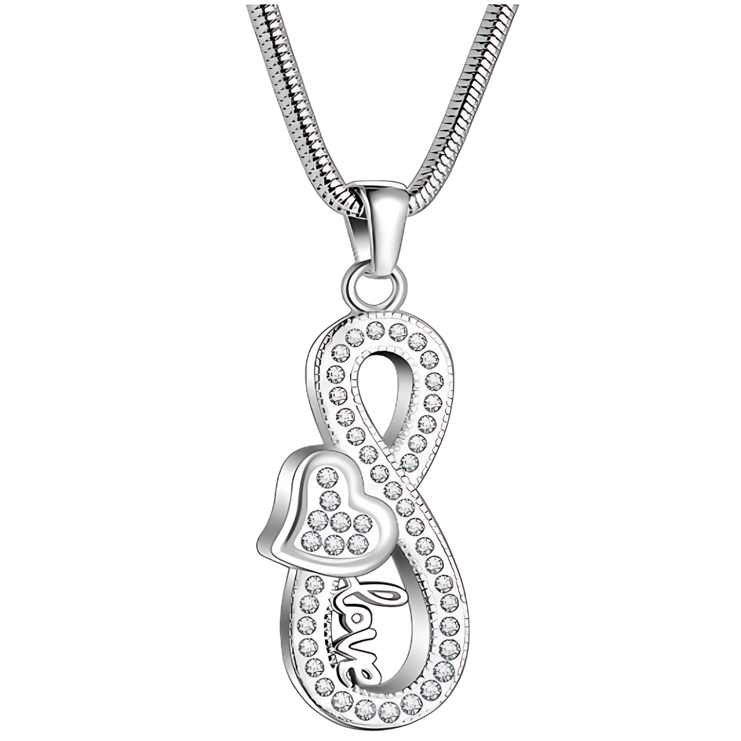 Memorial Safe Keeping Pendant - Infinity and Small Heart with the Word Love