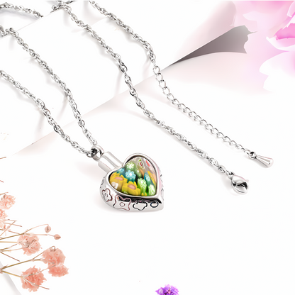 Memorial Safe Keeping Pendant - Colorful Stainless Steel Heart