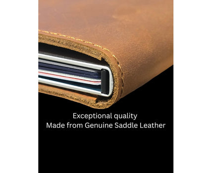 Hammer&Hide Genuine Saddle Leather Pop Up Wallet- Unisex