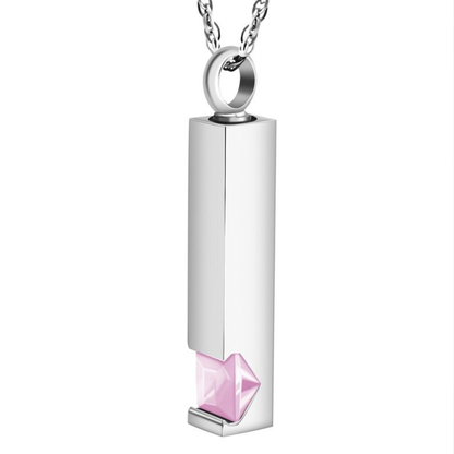 Memorial Safe Keeping Pendant - Birthstone Vertical Bar