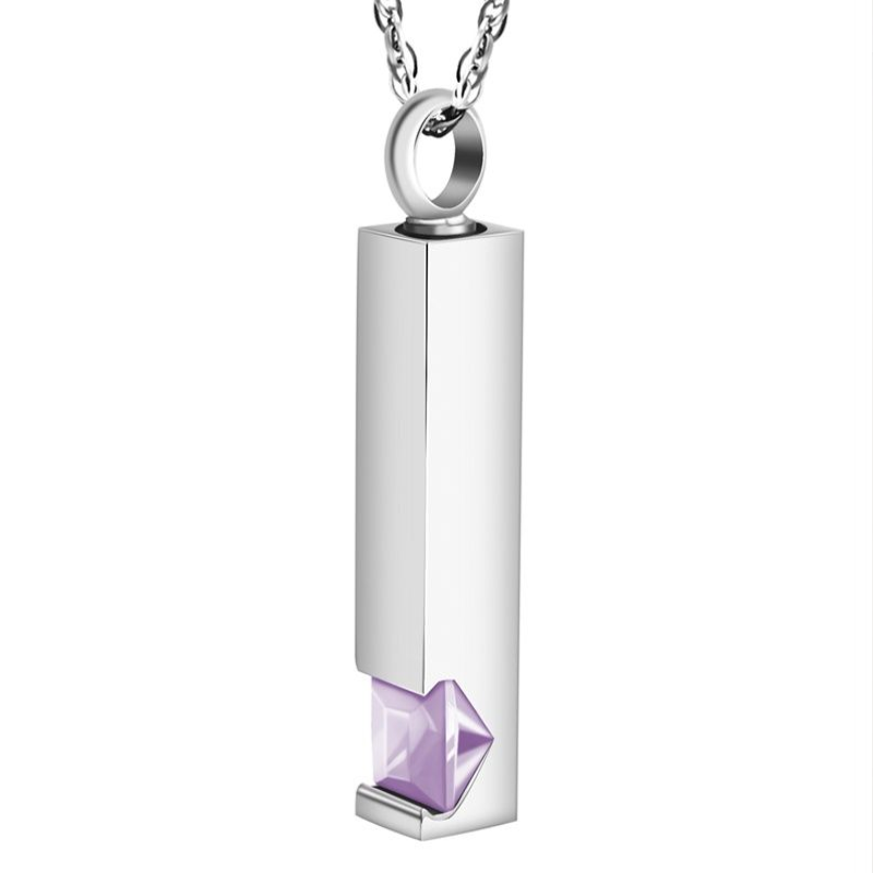 Memorial Safe Keeping Pendant - Birthstone Vertical Bar