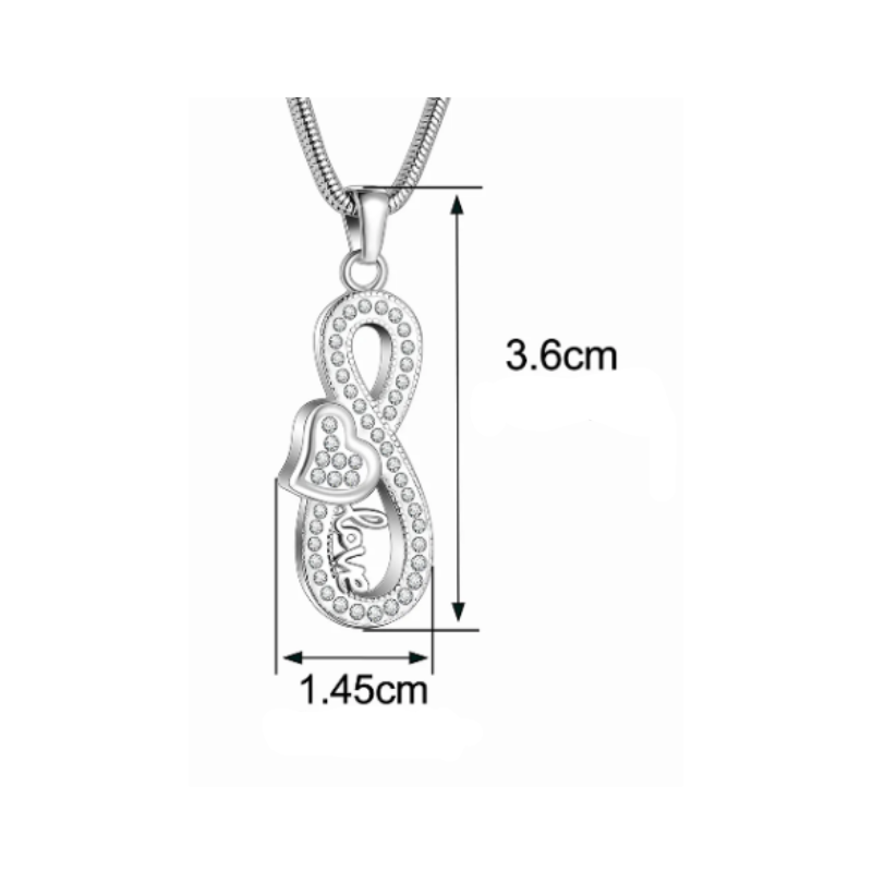 Memorial Safe Keeping Pendant - Infinity and Small Heart with the Word Love