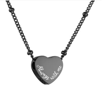 Memorial Safe Keeping Pendant - Stainless Steel Heart: Always with Me