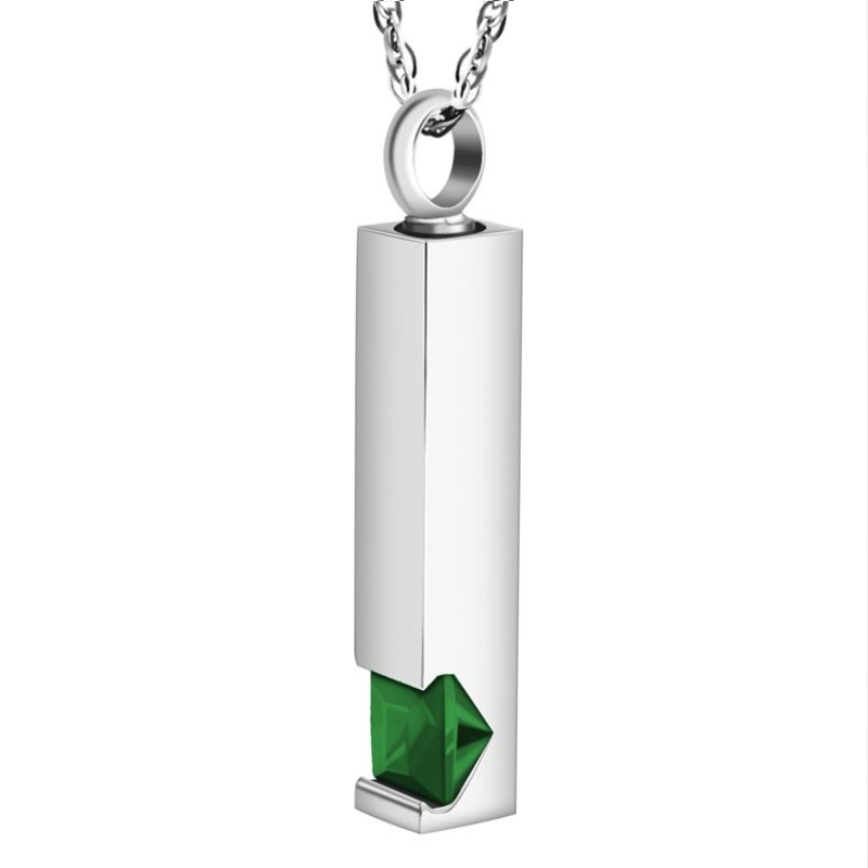 Memorial Safe Keeping Pendant - Birthstone Vertical Bar