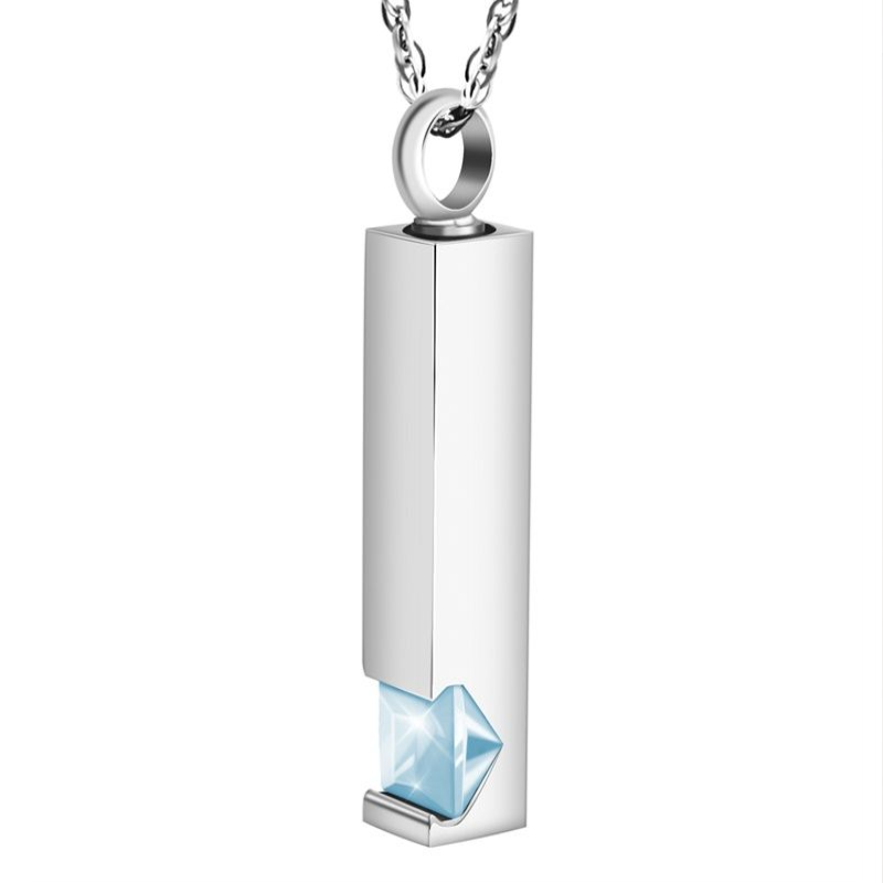 Memorial Safe Keeping Pendant - Birthstone Vertical Bar