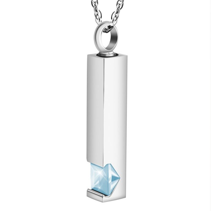 Memorial Safe Keeping Pendant - Birthstone Vertical Bar