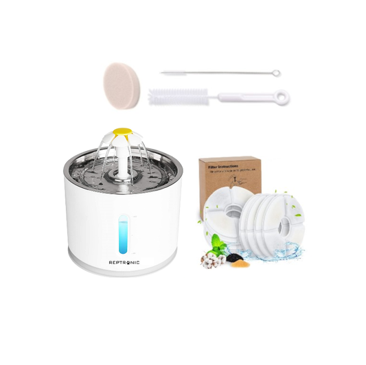 White pet water fountain with filter and cleaning kit - Value pack