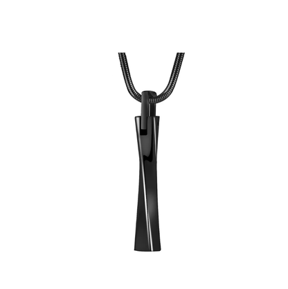 Memorial Safe Keeping Pendant - Stainless Steel Twisted Modern Bar- Black