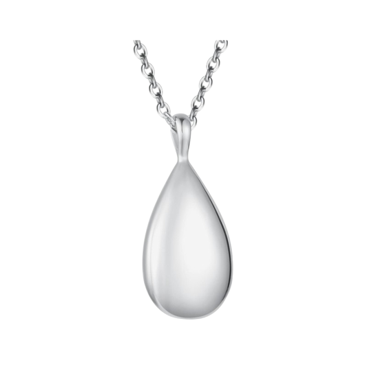 Memorial Safe Keeping Pendant - Stainless Steel Teardrop shape- Silver