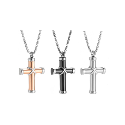 Memorial Safe Keeping Pendant - Cross with Silver Edges