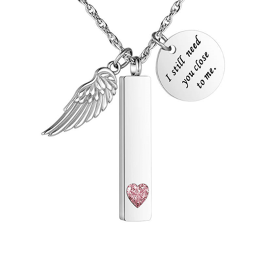 Memorial Safe Keeping Pendant - I still need you close to me silver bar