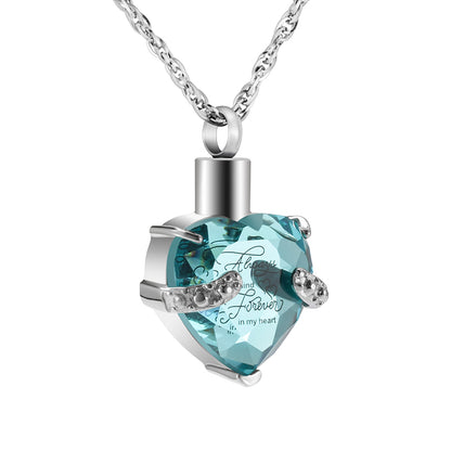 Memorial Safe Keeping Pendant - 3D Heart Shape - Always on my mind