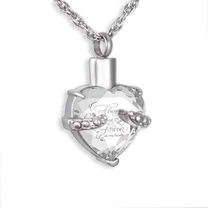 Memorial Safe Keeping Pendant - 3D Heart Shape - Always on my mind